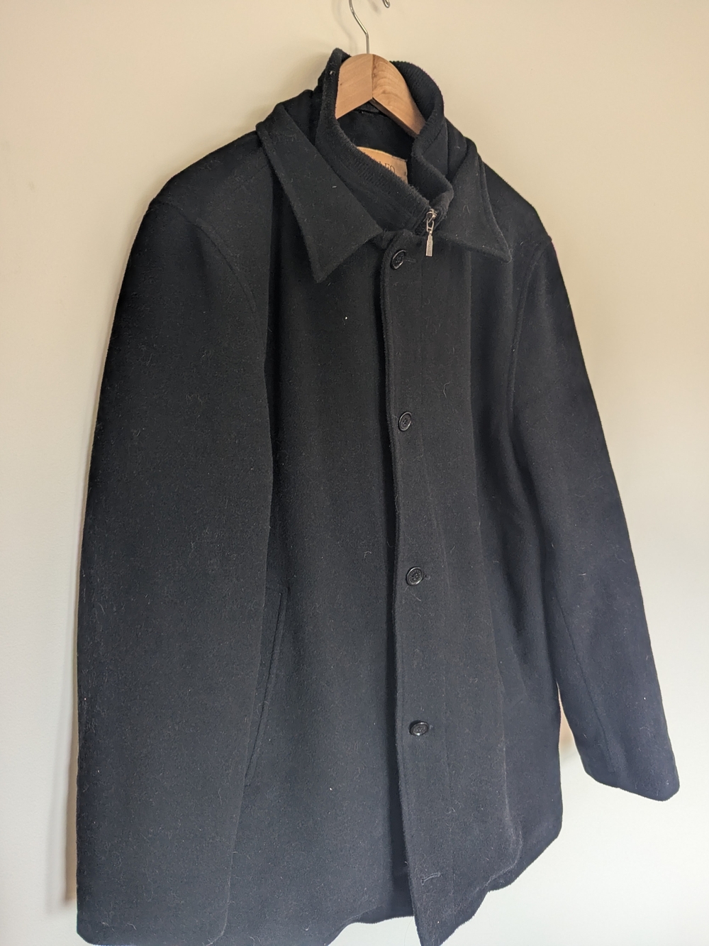 Adolfo Men's Black Wool Cashmere Blend Coat - Size Large